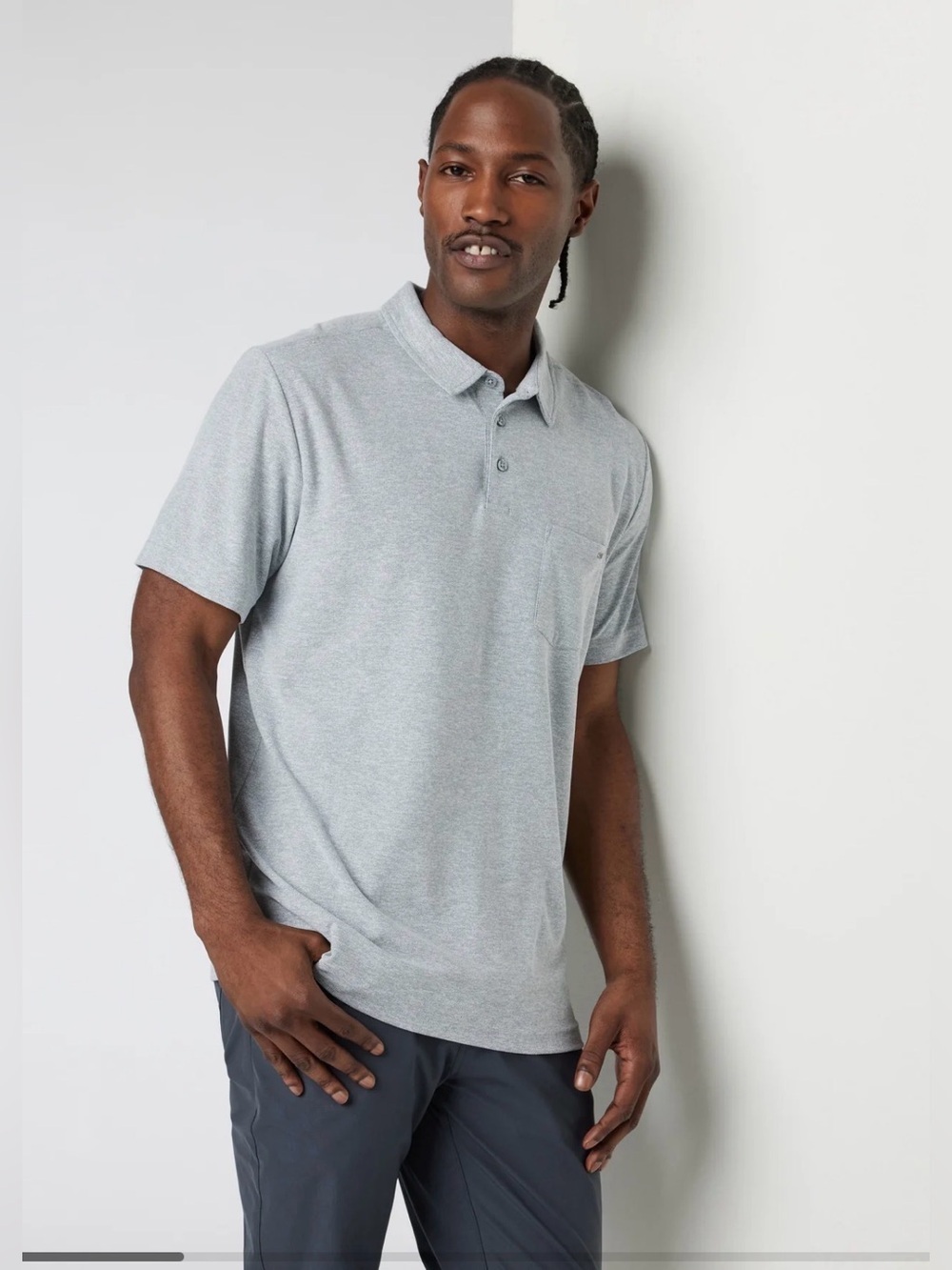 Vuori ACE Polo Shirt in Light Gray , Small